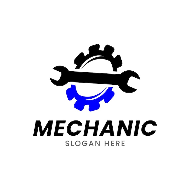 gear and wrench mechanic logo icon vector