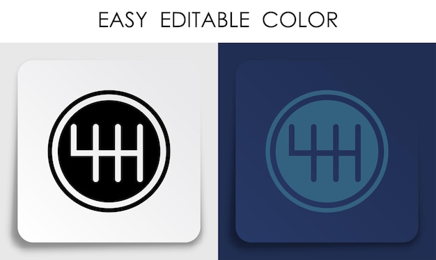 Икона рычага коробки передач на бумажной квадратной наклейке с теней ремонт коробки передачи передач автомобиля в эксплуатации