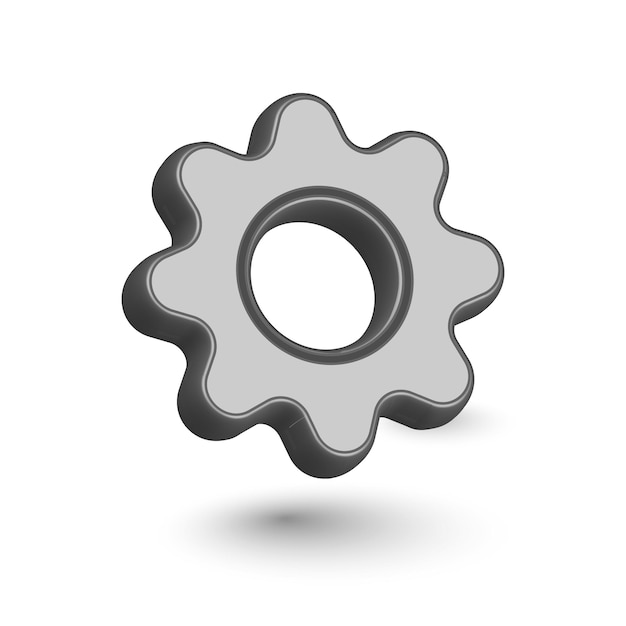 Vector gears 3d icon a metal disk isolated object vector illustration