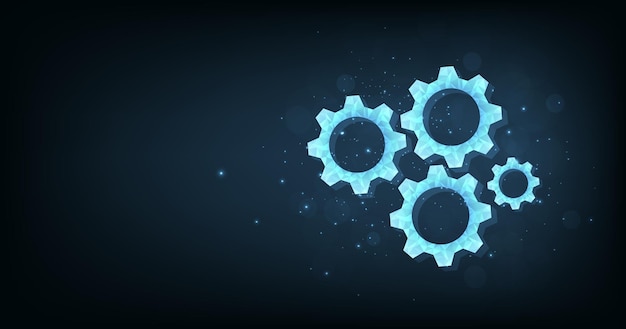 Gears 3d современная иллюстрация на темно-синем фоне