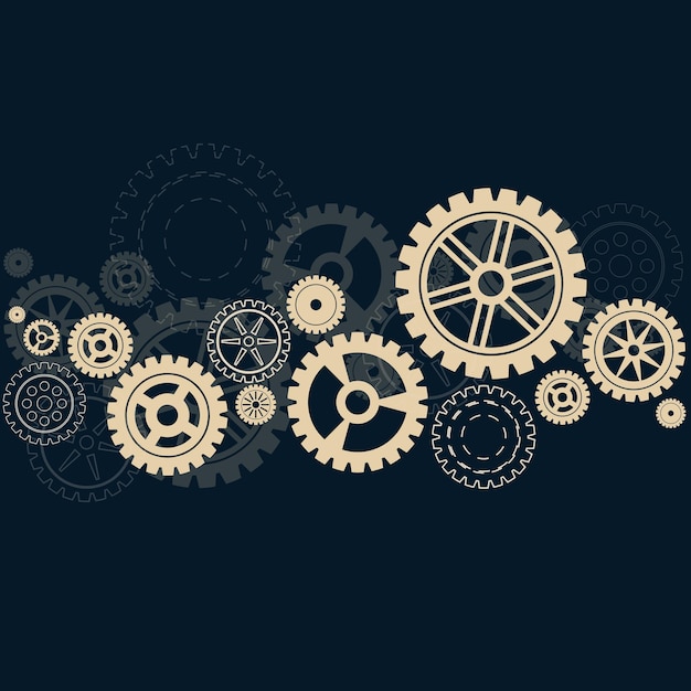 Vector gears background with shadow