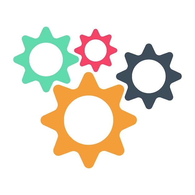 Gears cog wheel icon collection set. Colorful gear for technical or mechanical. Vector illustration.