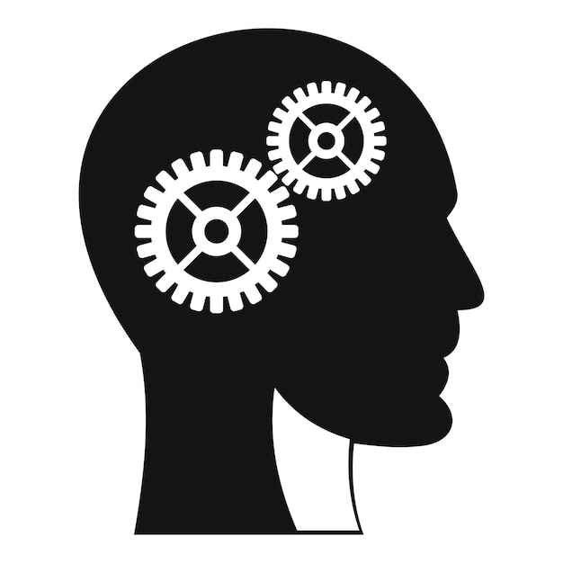 Vector gears in human head icon simple illustration of gears in human head vector icon for web