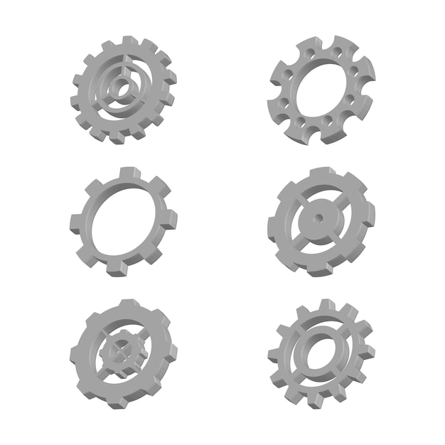 Gears icon isolated on white background Setting Gear 3d icon 3d rendering 3d Illustration