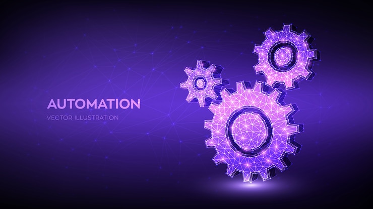 Vector gears. mechanical technology machine engineering symbol. abstract wireframe low polygonal 3d gears.
