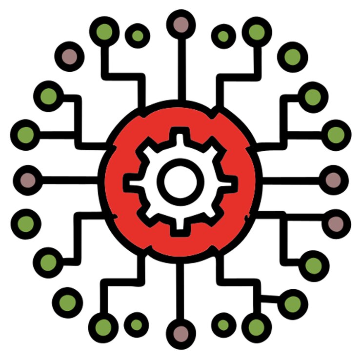 Vector gears with a circuit board pattern icon