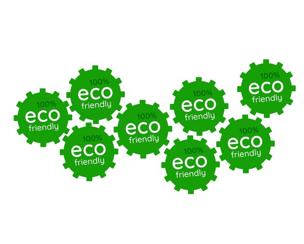 Gears with the inscription eco friendly 100 Vector gears Ecology clean Green gears ecofriendly