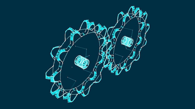 Gearwheel vectorillustratie voor onderzoek wetenschap en technologie creatieve computer gegenereerd