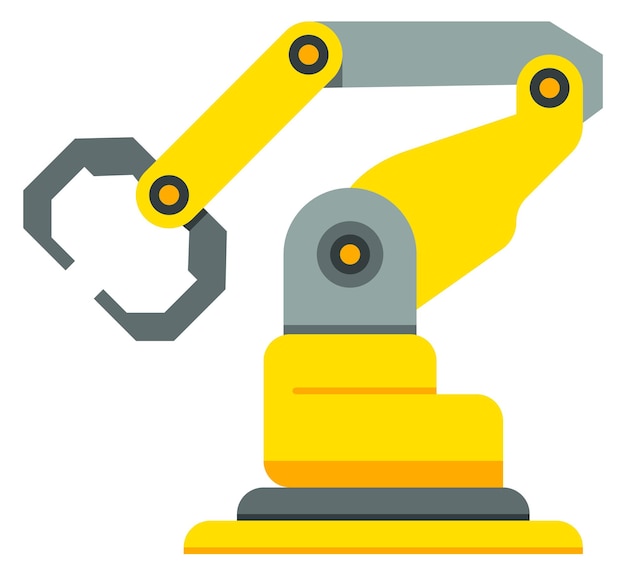 Geautomatiseerde industrie arm Gele robot hand machine geïsoleerd op een witte achtergrond