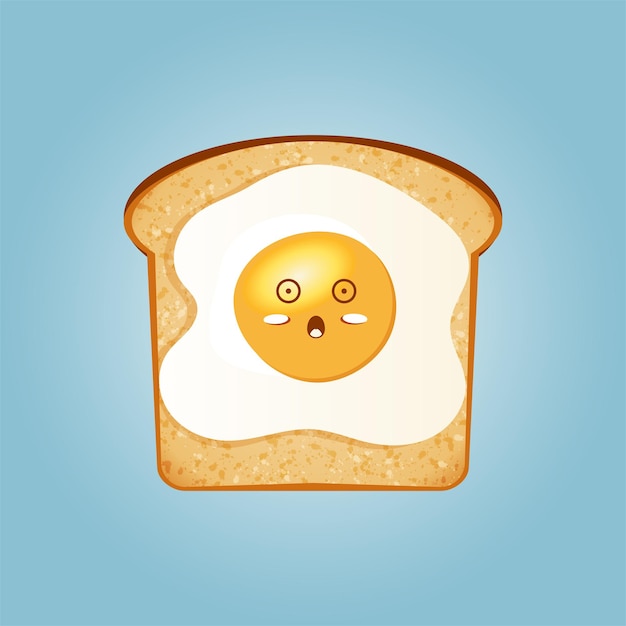 Gebakken eiertoast met kawaii-emotie