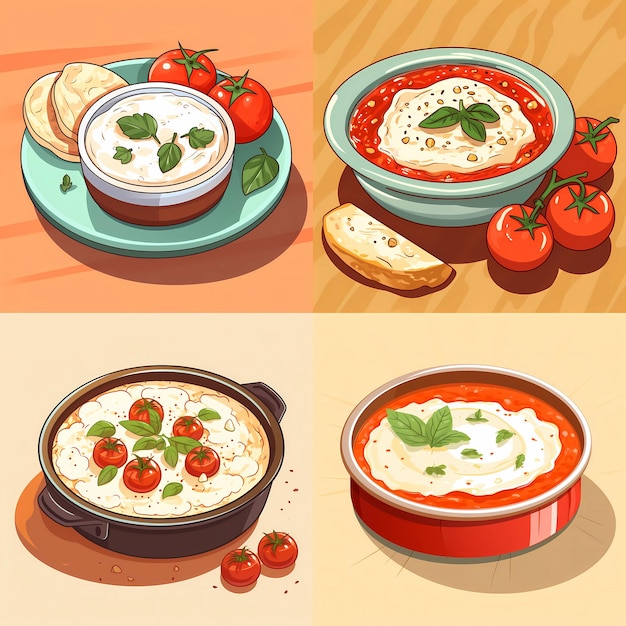 Vector gebakken_geiten_kaas_en_tomaten_dip