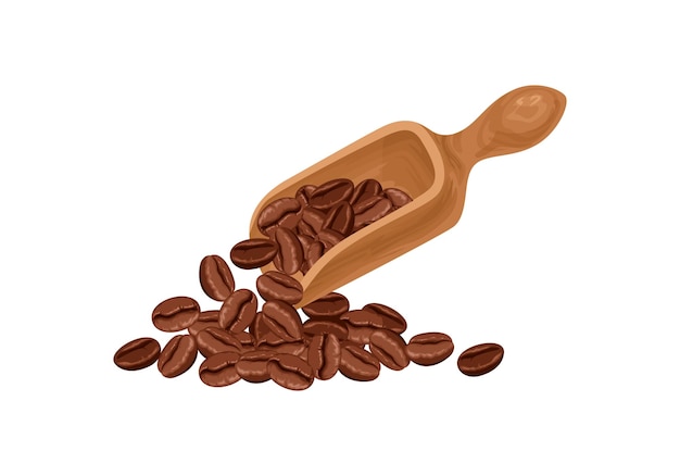 Gebakken koffiebonen in een houten schaal