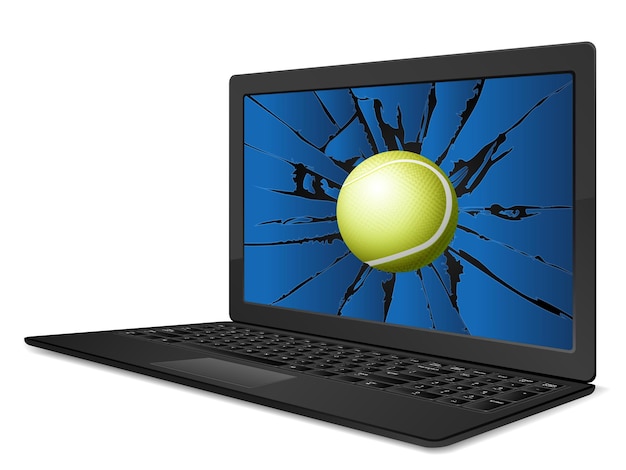 Vector gebarsten laptop tennis