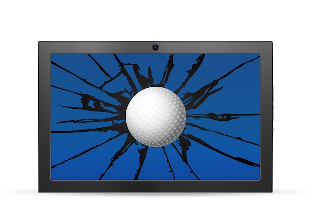 Gebarsten tablet golf