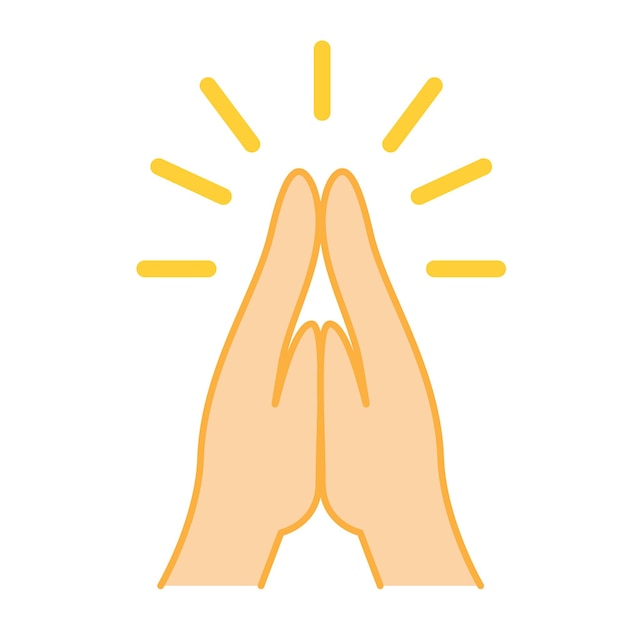 Vector gebedende handen gebaren religieuze icoon