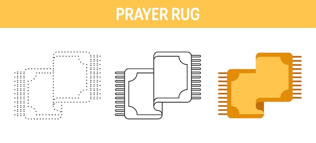 Gebedskleed overtrekken en kleuren werkblad voor kinderen