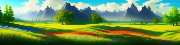 Gebergte zomer landschap vector illustratie cartoon bergachtige natuurlijke eenvoudige landschap achtergrond