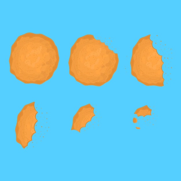 Gebeten Chip Cookie Set op een Blauwe Vector