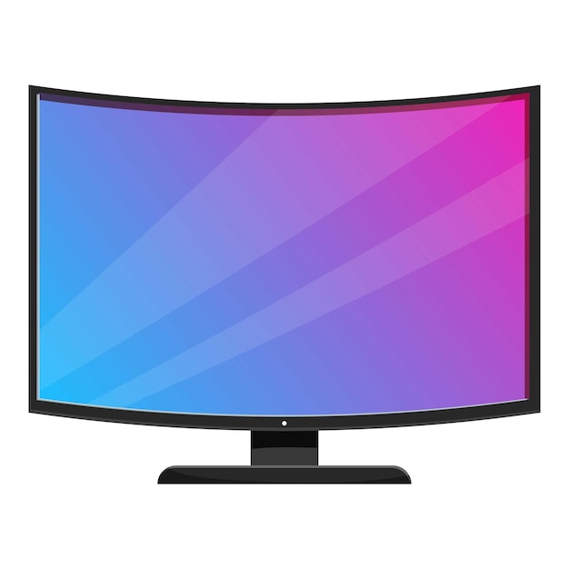 Gebogen slimme tv met kleurrijke abstracte gradiënt achtergrond