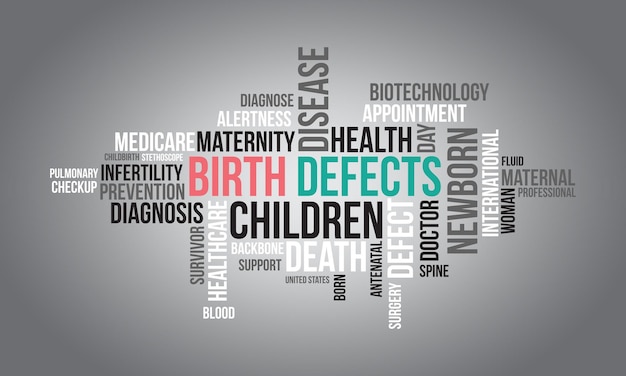 Geboorteafwijkingen wereld wolk achtergrond Gezondheid bewustzijn Vector illustratie ontwerpconcept