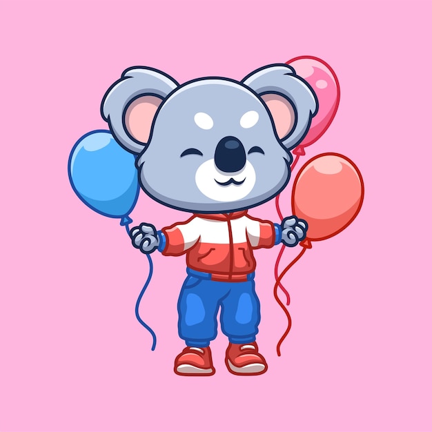 Vector geboortedag koala cartoon personage