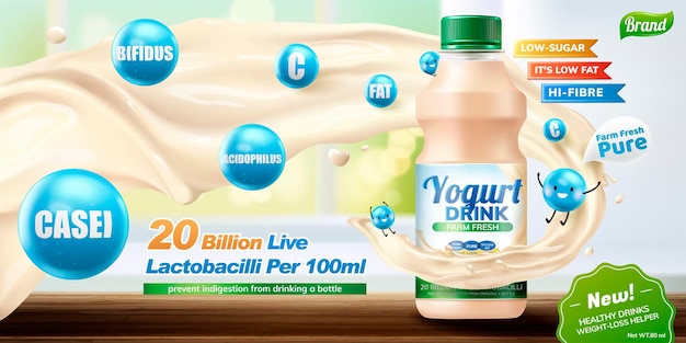 Gebotteld probioticum of yoghurtdrank