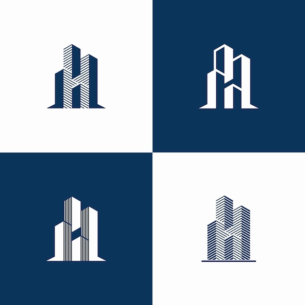 Vector gebouw letter h vorm logo