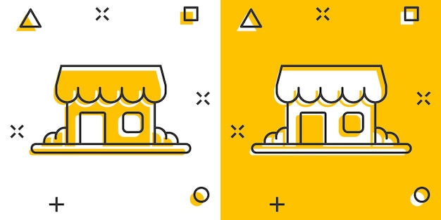 Gebouw pictogram in komische stijl Home cartoon vectorillustratie op witte geïsoleerde achtergrond huis splash effect bedrijfsconcept