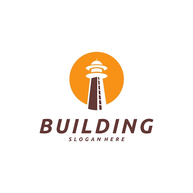 Gebouw toren logo ontwerpen concept vector iconisch gebouw logo