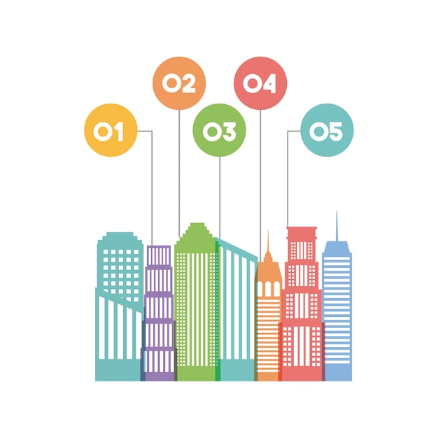 Gebouwen infographic stads presentatie