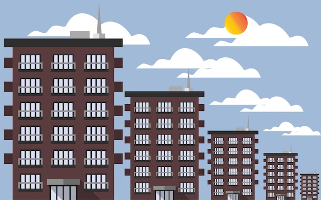 Gebouwen stadsbeeld Icon van de stedelijke scène