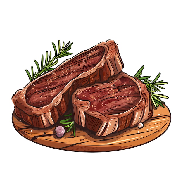 Vector gebraden vlees geïsoleerd op witte achtergrond gebraden steak beef steak varkenssteak