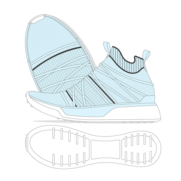Gebreide vrouwen sneakers vector ontwerp mockup sjabloon
