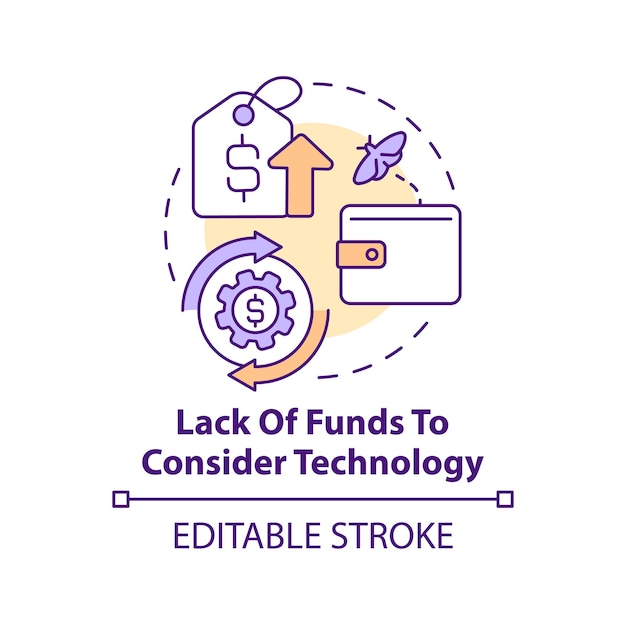 Gebrek aan geld om het icoon van het technologieconcept te overwegen