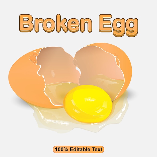 Vector gebroken ei-illustratie met bewerkbaar teksteffect