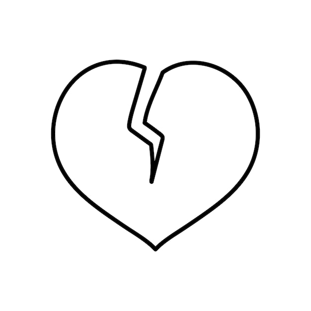 Gebroken hart vorm pictogram hand getrokken vectorillustratie