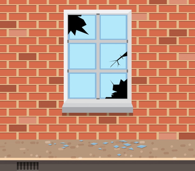 Vector gebroken raam scène achtergrond