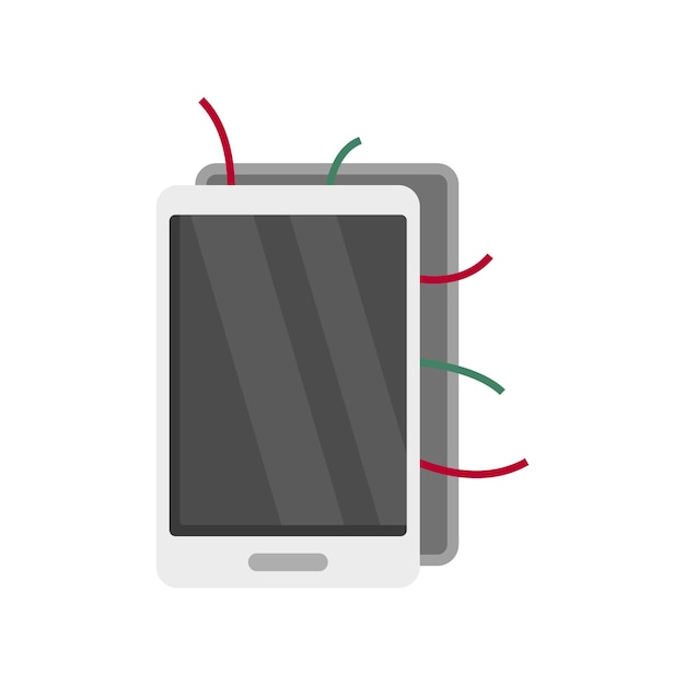 Vector gebroken smartphone-pictogram vlakke afbeelding van gebroken smartphone vector pictogram geïsoleerd op een witte achtergrond