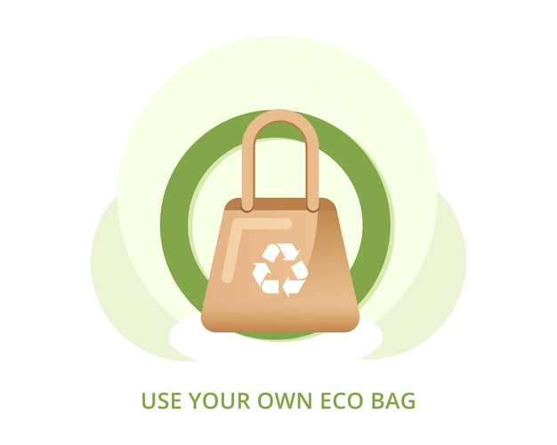 Vector gebruik je eigen eco-tas zeg nee tegen plastic zakken