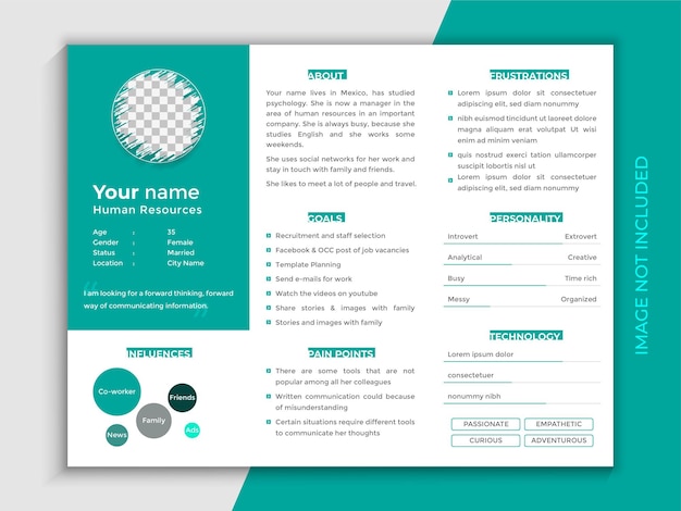 Vector gebruiker persona online cv-template