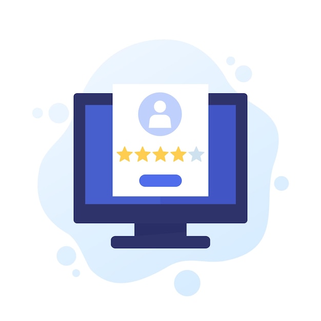 gebruiker rating vector icoon met een computer