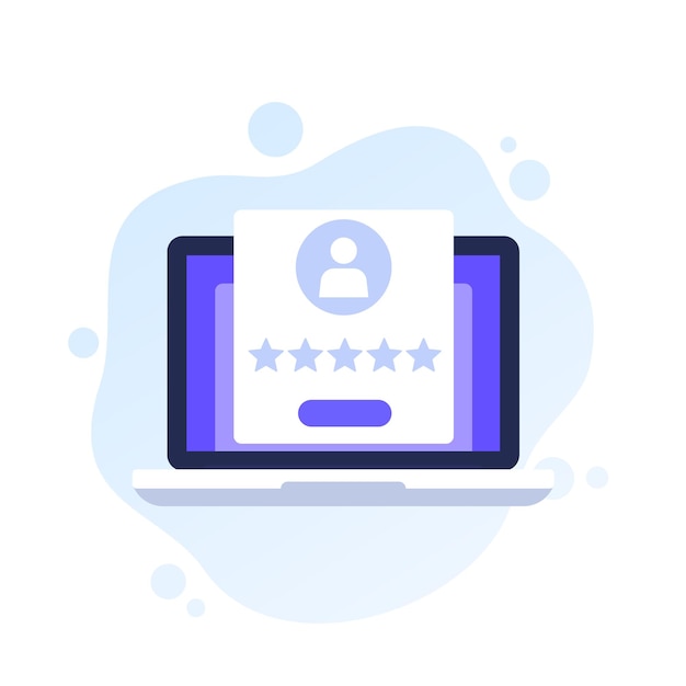 gebruiker rating vector icoon met een laptop