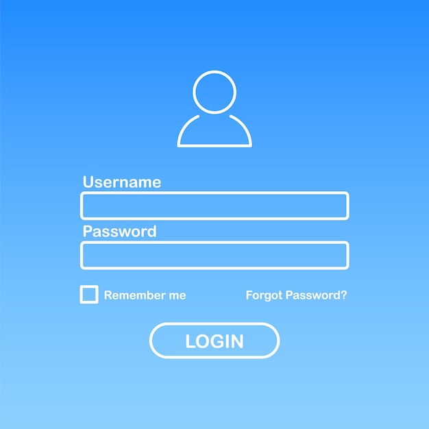 Gebruikersaanmeldingsinterface. Gebruikersnaam en wachtwoord om in te loggen. illustratie.