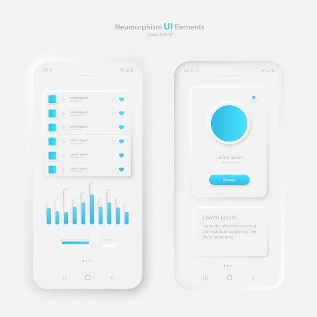 Gebruikersinterface-elementen voor een mobiele applicatie De lay-out van het telefoonscherm en een set gebruikersinterfacepictogrammen