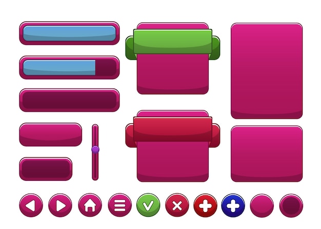 Gebruikersinterface van het spel met roze omschreven knoppen
