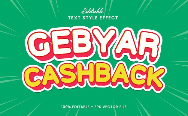 Vector gebyar cashback teksteffect bewerkbare vector premium