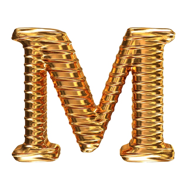 Gecanneleerd goud horizontaal 3d letter m