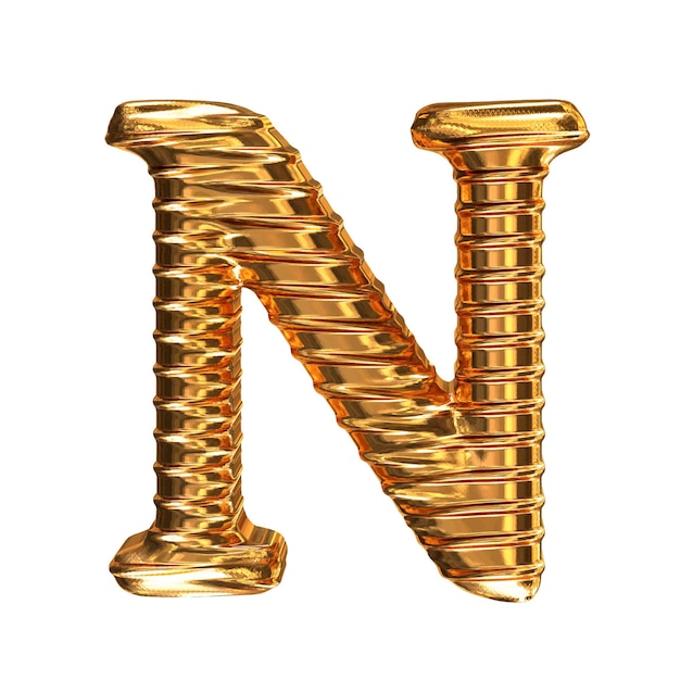 Gecanneleerde goud horizontaal 3d letter n