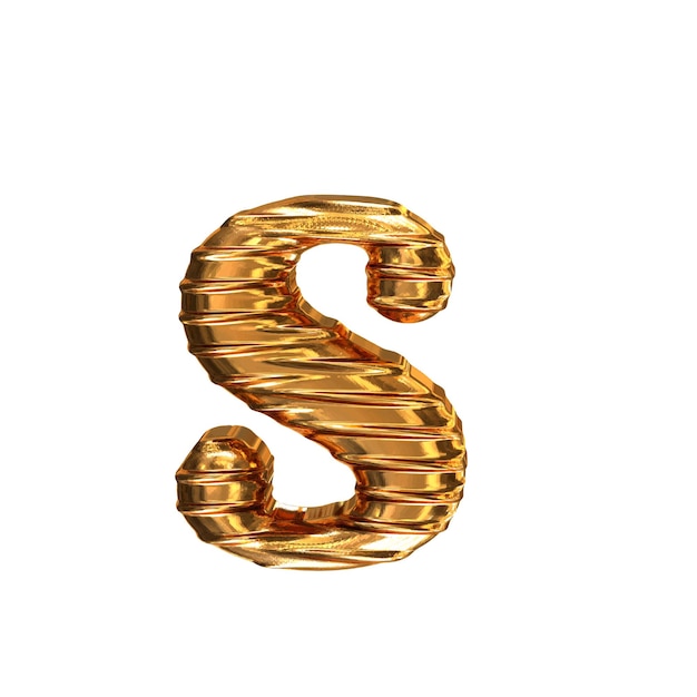 Gecanneleerde goud horizontaal 3d letter s