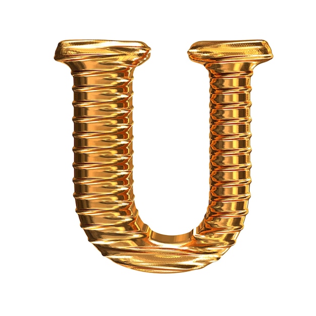 Gecanneleerde goud horizontaal 3d letter u